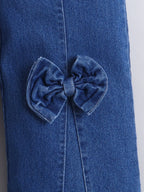 Bright Stars KIDSWEAR Denim Big Bow Wide Leg Freyed Hem Elasticated Jeans