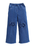 Bright Stars KIDSWEAR Denim Big Bow Wide Leg Freyed Hem Elasticated Jeans