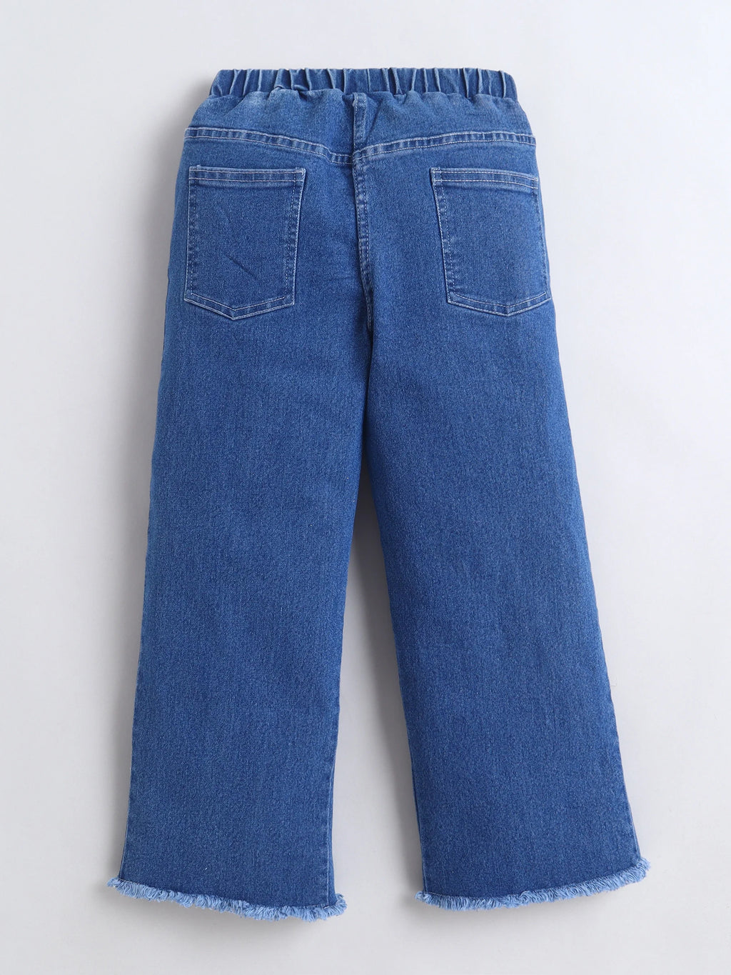Bright Stars KIDSWEAR Denim Big Bow Wide Leg Freyed Hem Elasticated Jeans