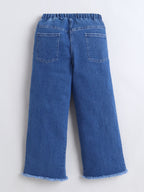 Bright Stars KIDSWEAR Denim Big Bow Wide Leg Freyed Hem Elasticated Jeans