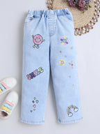 Bright Stars KIDSWEAR Denim Embroidered Light Wash Elasticated Jeans - Blue