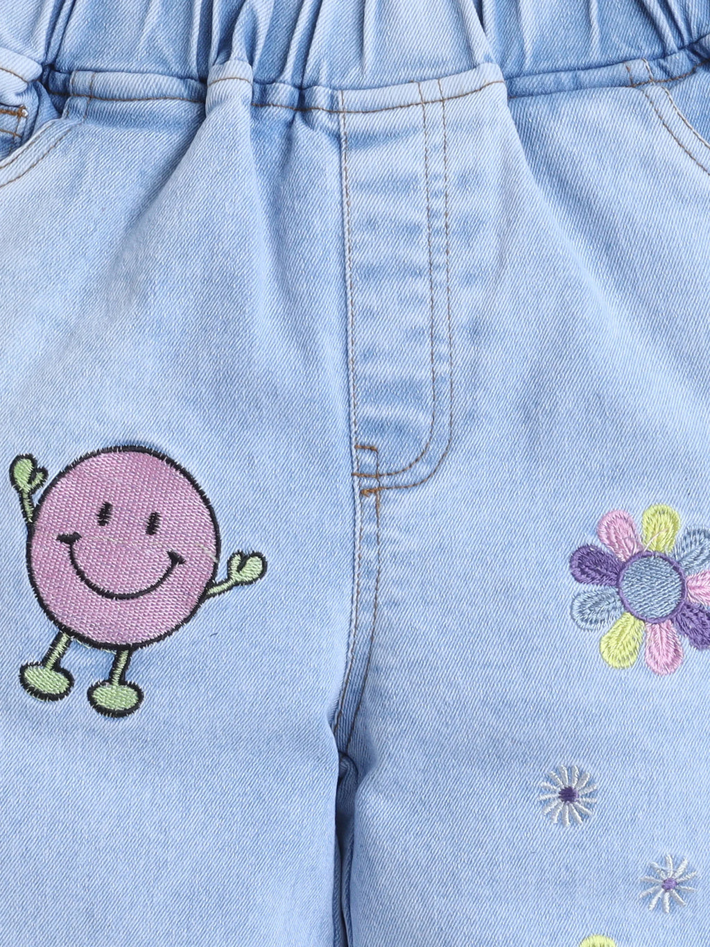 Bright Stars KIDSWEAR Denim Embroidered Light Wash Elasticated Jeans - Blue