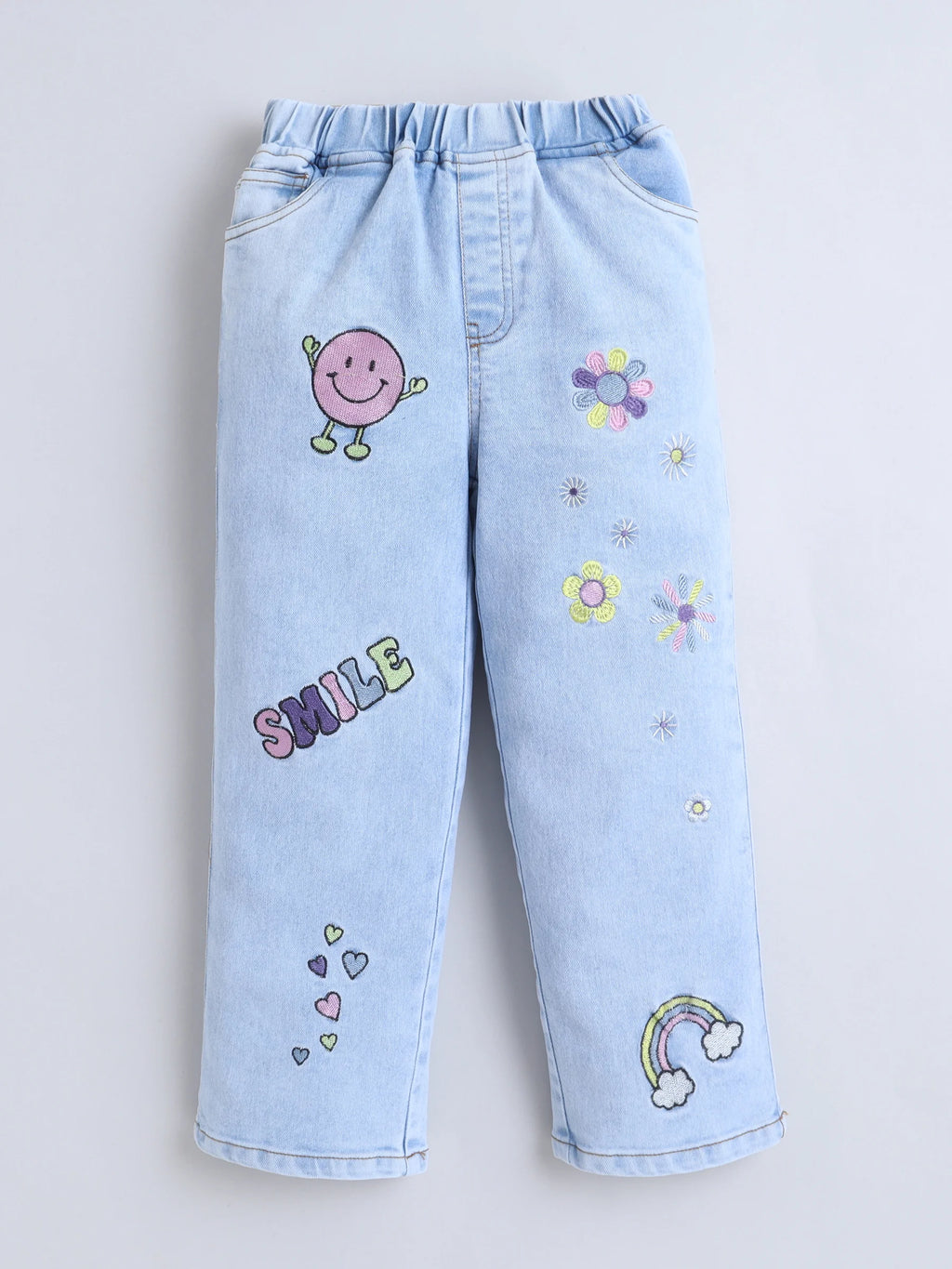 Bright Stars KIDSWEAR Denim Embroidered Light Wash Elasticated Jeans - Blue