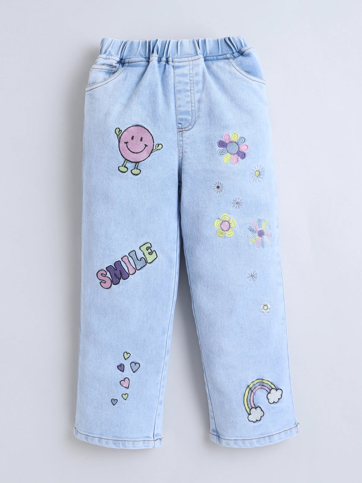 Bright Stars KIDSWEAR Denim Embroidered Light Wash Elasticated Jeans - Blue