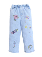 Bright Stars KIDSWEAR Denim Embroidered Light Wash Elasticated Jeans - Blue