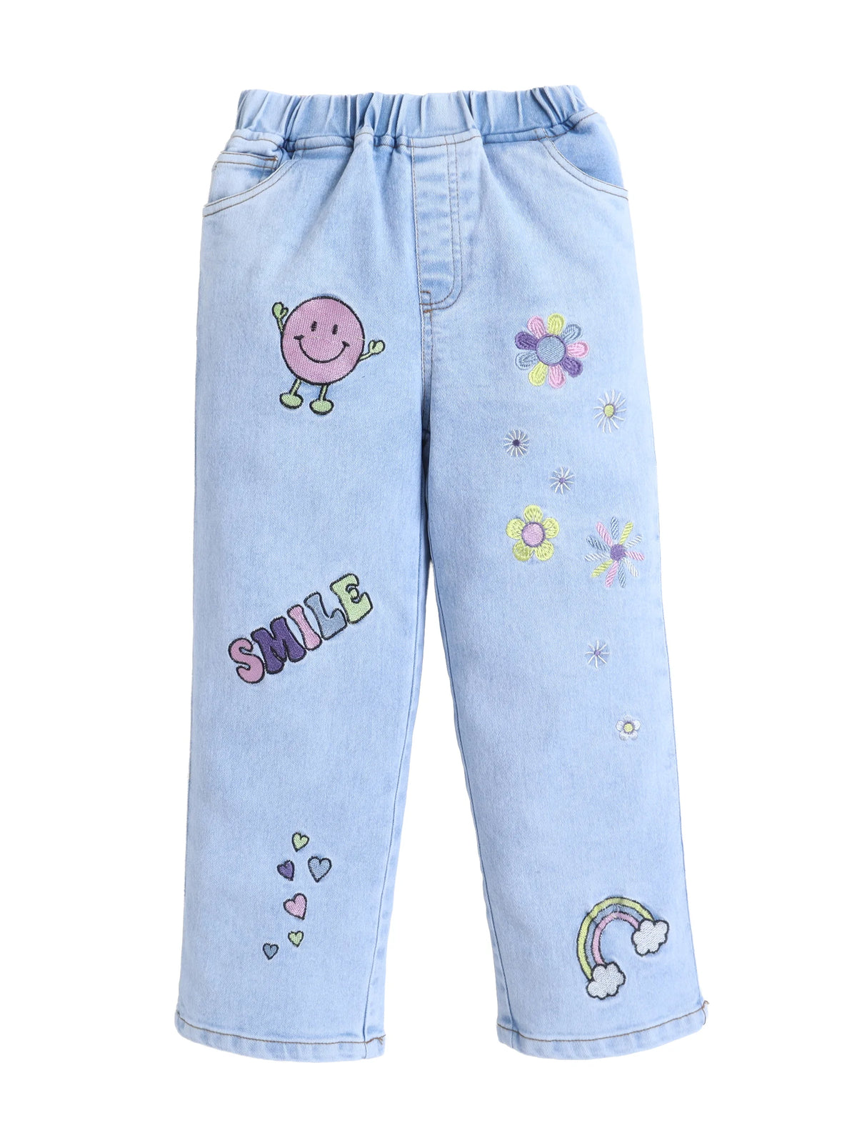 Bright Stars KIDSWEAR Denim Embroidered Light Wash Elasticated Jeans - Blue