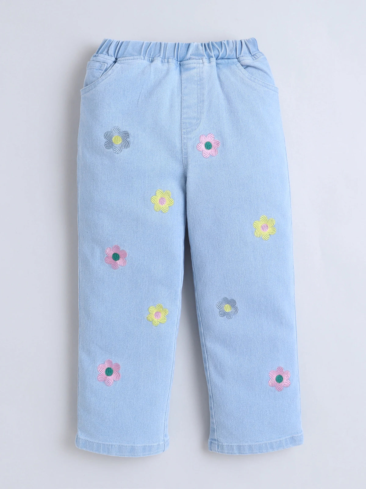 Bright Stars KIDSWEAR Denim Embroidered Medium Wash Elasticated Jeans - Blue