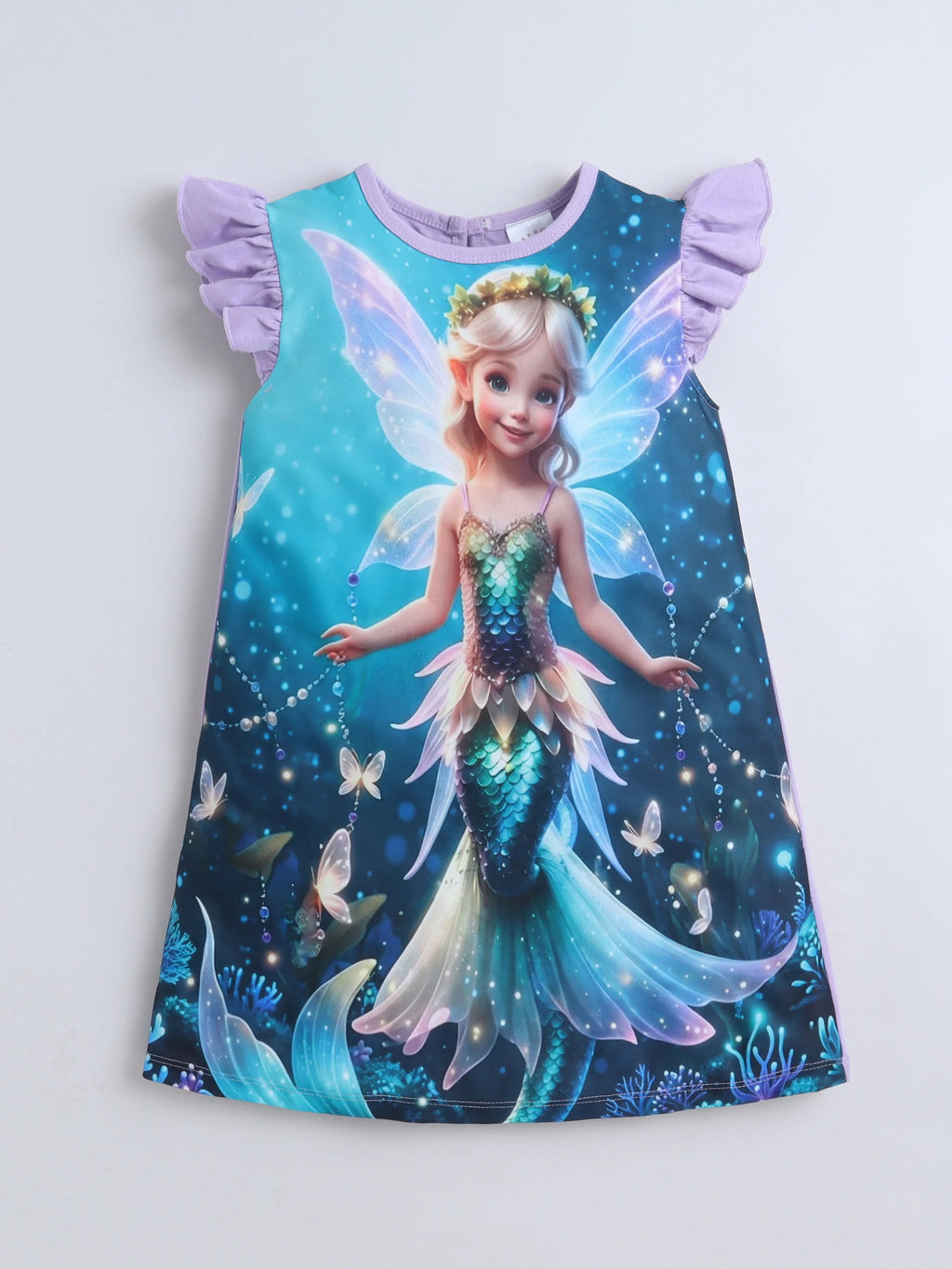 Bright Stars KIDSWEAR Knits Fantacy Princess Digital Printed Dress - Purple