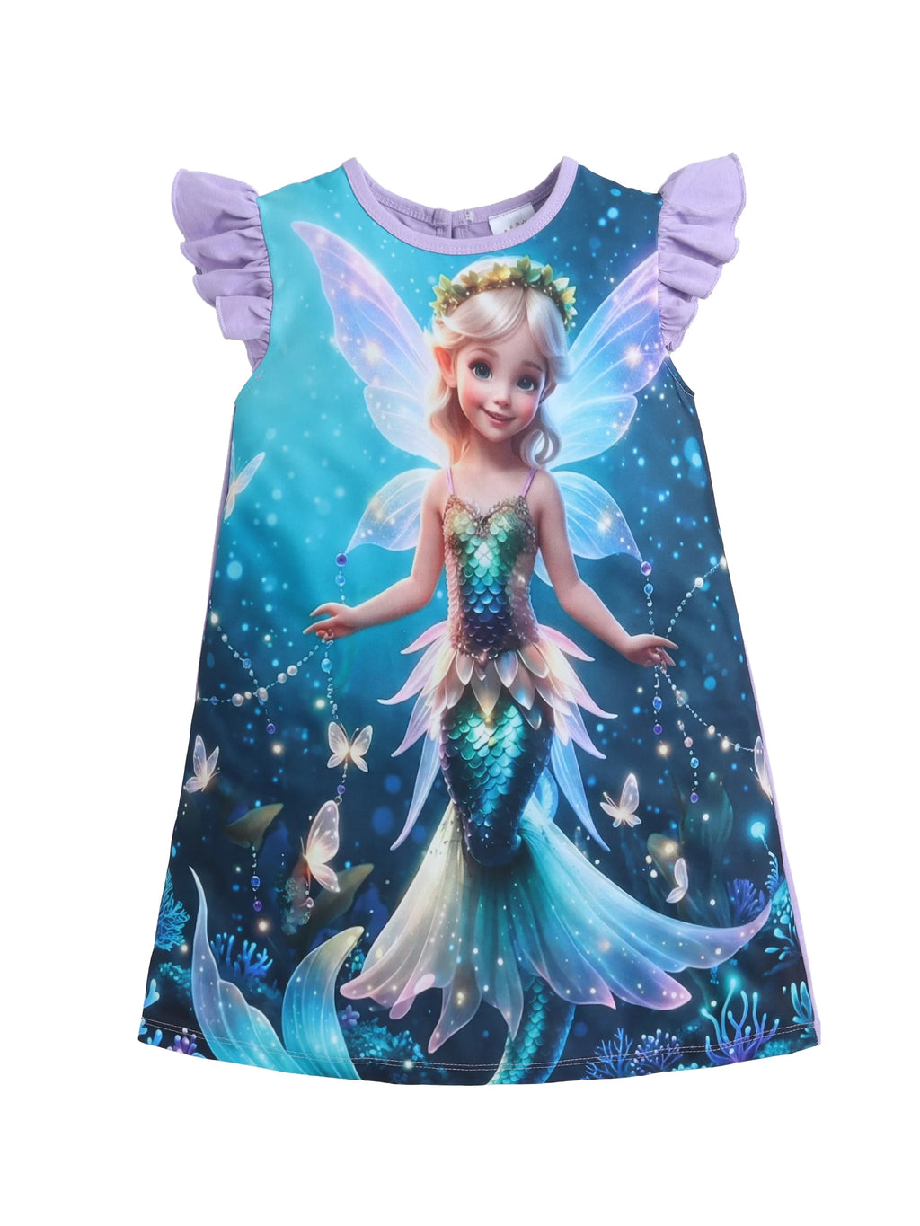 Bright Stars KIDSWEAR Knits Fantacy Princess Digital Printed Dress - Purple