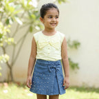 Pastel Bow Top & Pearl Denim Skort Set for Girls