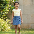 Pastel Bow Top & Pearl Denim Skort Set for Girls
