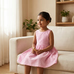 Blush Stripe Sleeveless Cotton Dress for Girl