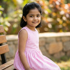 Blush Stripe Sleeveless Cotton Dress for Girl