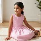 Blush Stripe Sleeveless Cotton Dress for Girl