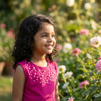 Rose Pearl Embellished Sleeveless Dress for Girls