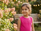 Rose Pearl Embellished Sleeveless Dress for Girls
