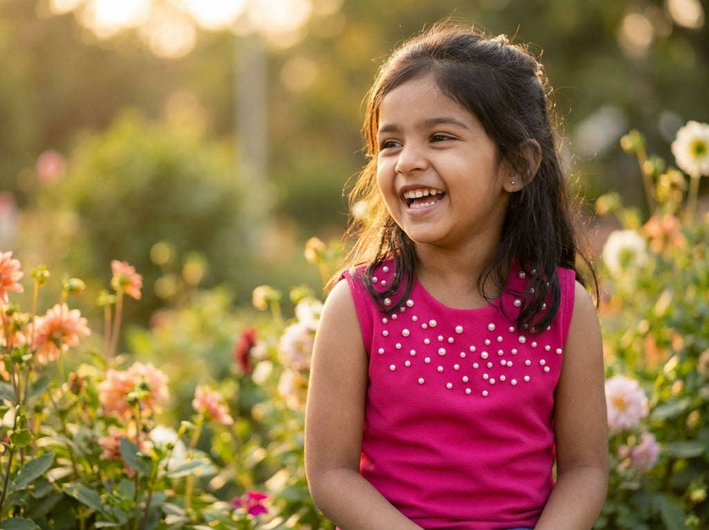Rose Pearl Embellished Sleeveless Dress for Girls