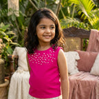 Rose Pearl Embellished Sleeveless Dress for Girls