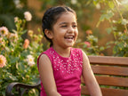 Rose Pearl Embellished Sleeveless Dress for Girls