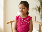Rose Pearl Embellished Sleeveless Dress for Girls