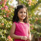 Rose Pearl Embellished Sleeveless Dress for Girls